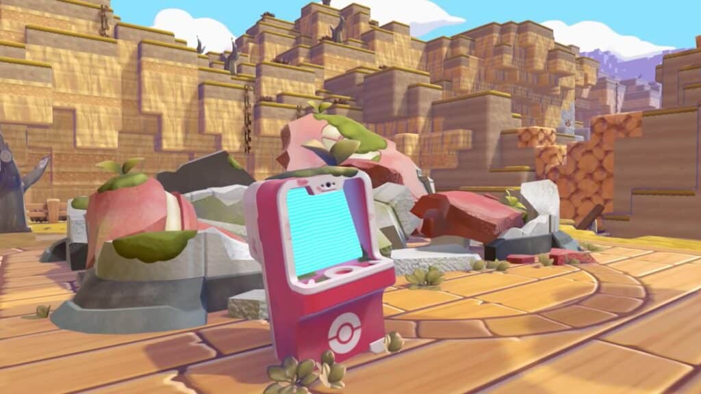 ポケモン ポコピアの岩の間に設置されたゲーム内端末