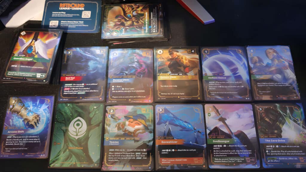 Picture of cards from Riftbound's Spiritforged Set