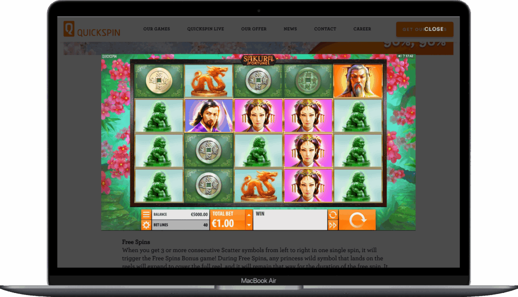 Игровое поле слота Sakura Fortune