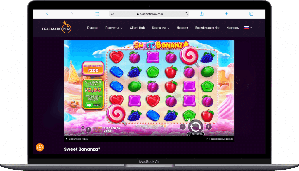 Игровое поле слота Sweet Bonanza