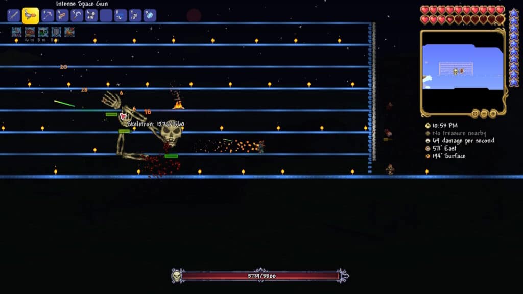 テラリア スカイブロック アリーナでスケルトロンと戦う