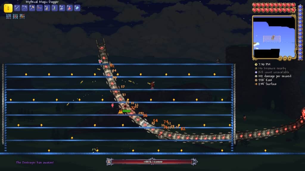 テラリアスカイブロックアリーナでデストロイヤーと戦う