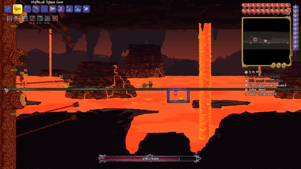 テラリアスカイブロックアンダーワールドで肉の壁と戦う