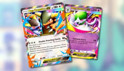 Mega Kangaskhan ex and Mega Gardevoir ex cards from Fantastical Parade in Pokémon TCG Pocket