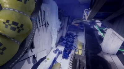 Image of Cryo ArchiveBiostock poi with frozen ice piles stacked up against a futuristic plastic wall.