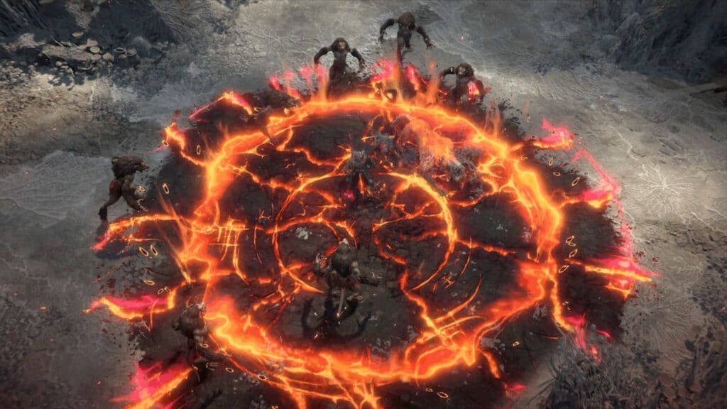 Picture of a Warlock using Hellfire apocalypse looking spells on the ground