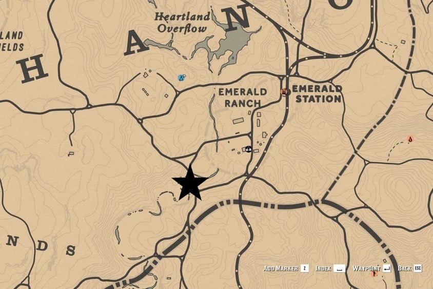 Madam Nazar location at Emerald Ranch in Red Dead Online