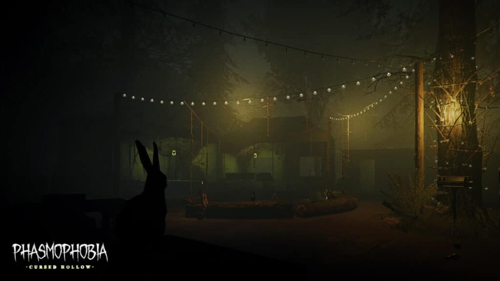 Image if a night map with a shadow of a bunny at the front of the image.