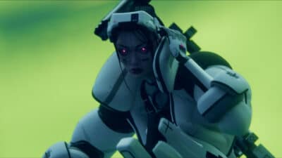 Image of the Thief Shell from Marathon starting outward in a greem mist.