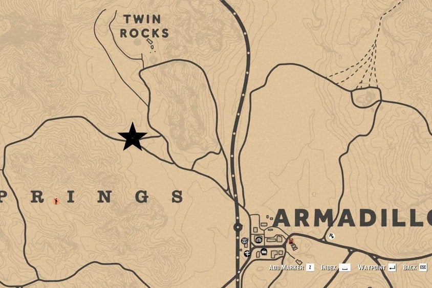Madam Nazar location at Twin Rocks in Red Dead Online