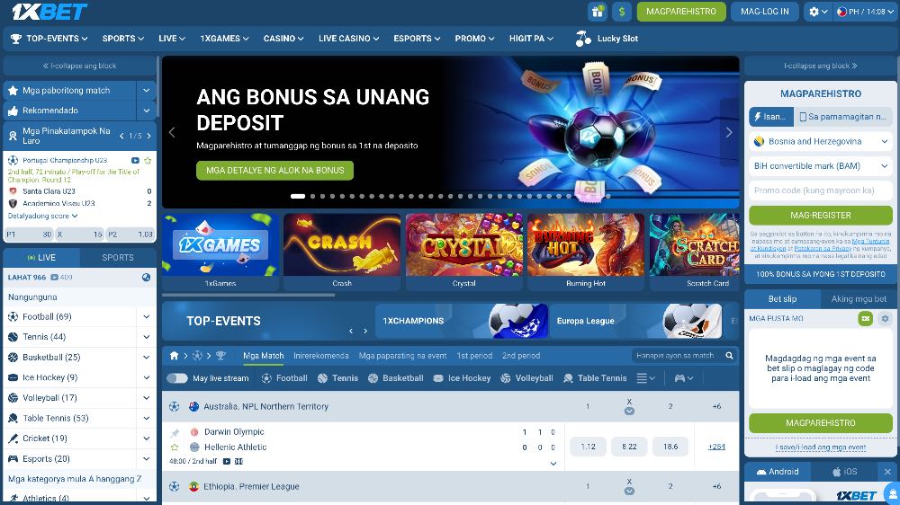 Website ng pagtaya sa 1xBet